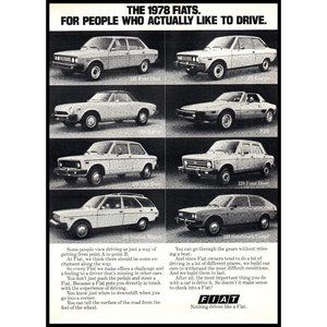 1978 Fiat Car Lineup 131 124 128 X1/9 Vintage Print Ad Italian Classic Wall Art